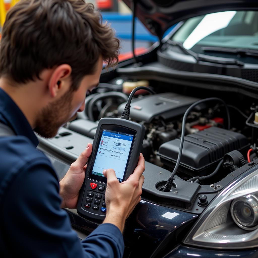 Mechanic Using Diagnostic Tool