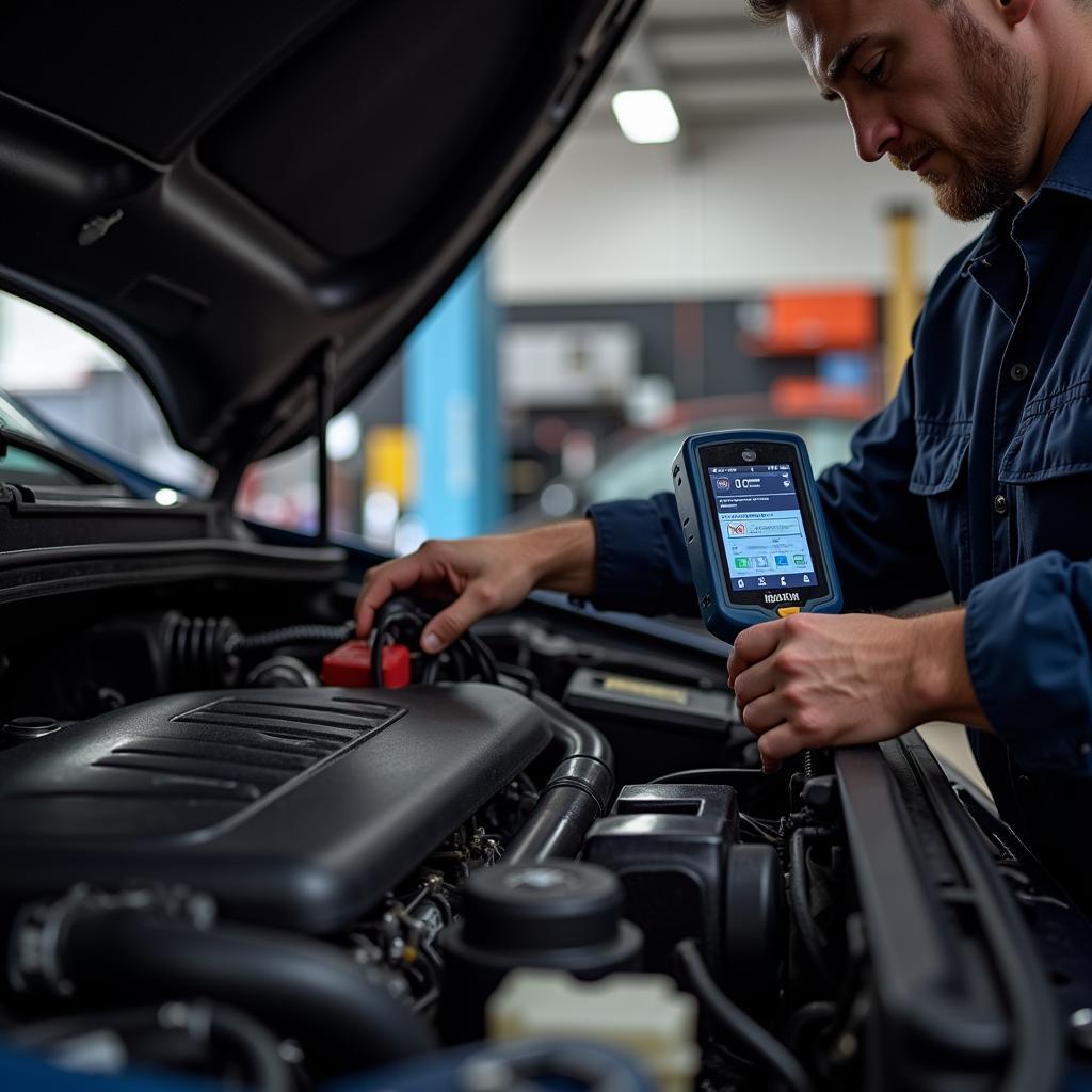 Mechanic Using Diagnostic Tool