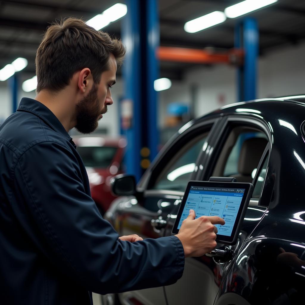 Mechanic Using Diagnostic Scanner