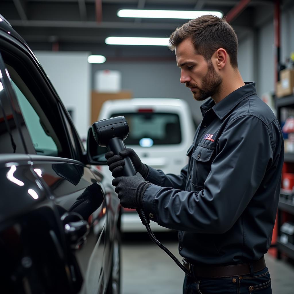 Mechanic Using U480 for Vehicle Diagnostics