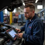 Professional Mechanic Using Wilco Diagnostic Tool