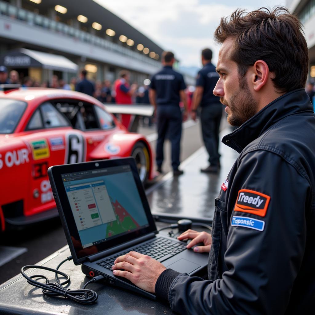 Race Car Diagnostic Equipment in Use