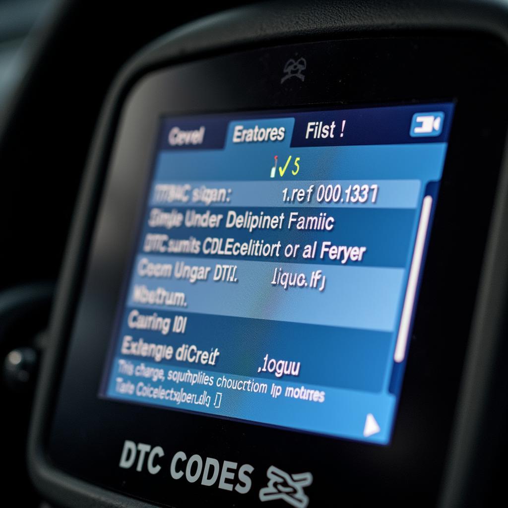 Car Diagnostic Machine Displaying DTC Codes