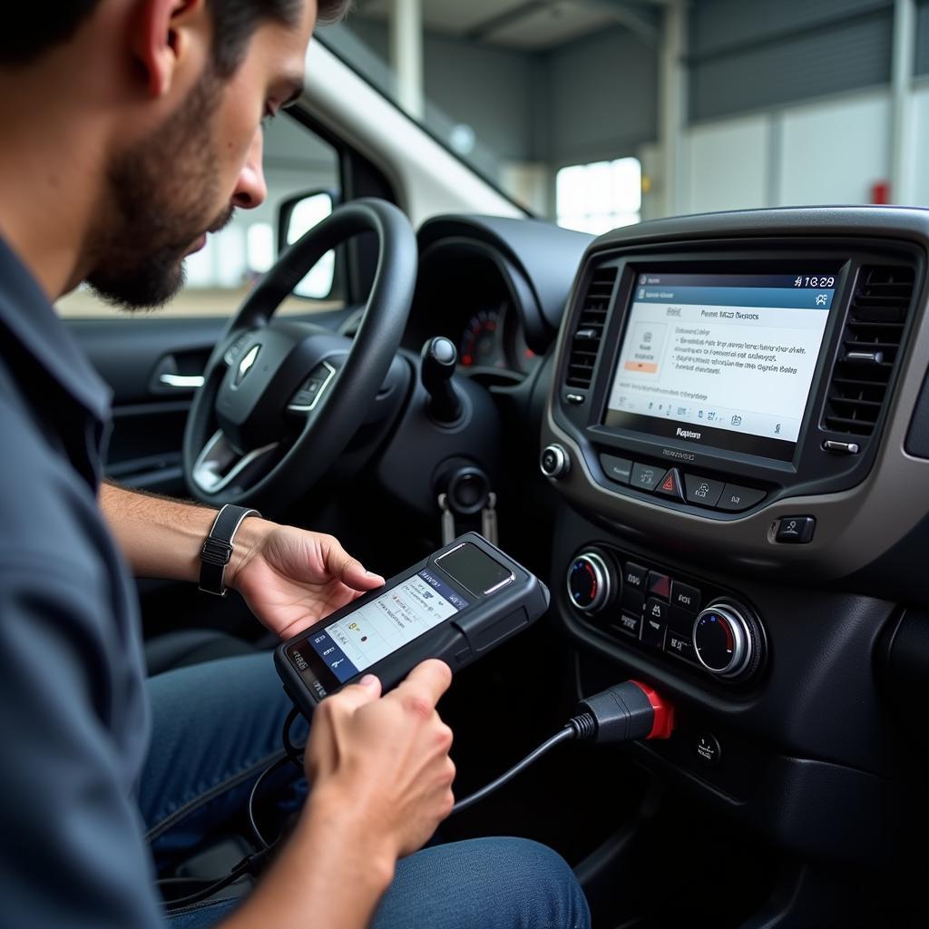 Renault Kangoo OBD Scanner in Use