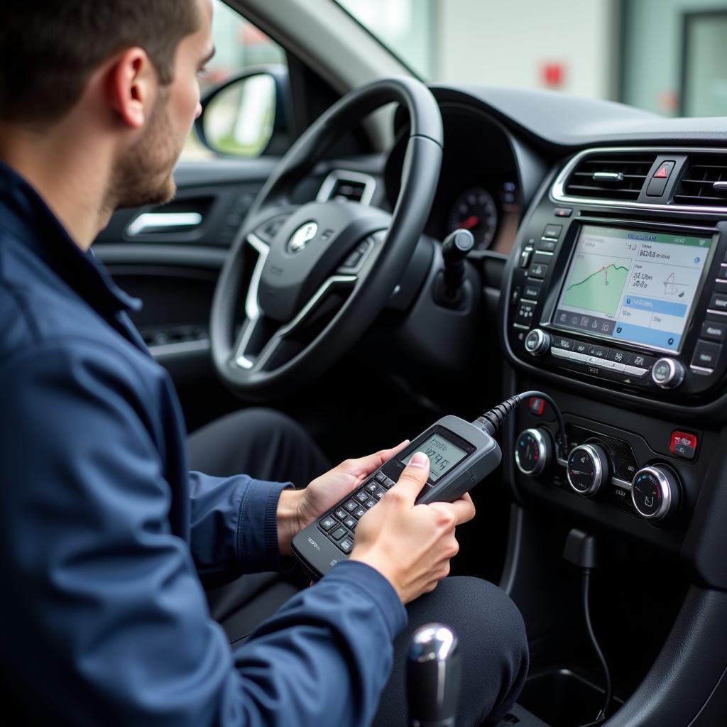 Technician performing same day car diagnostics