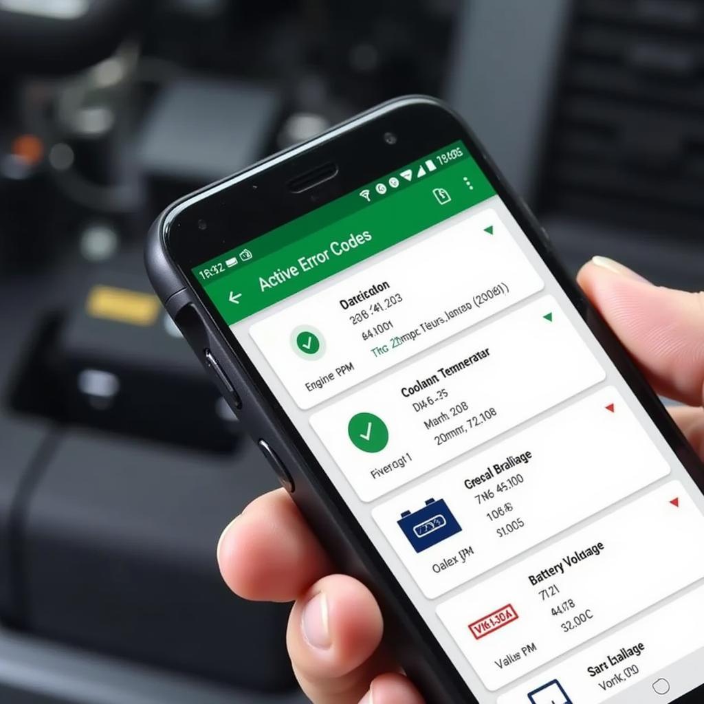 Smartphone Displaying Car Diagnostics