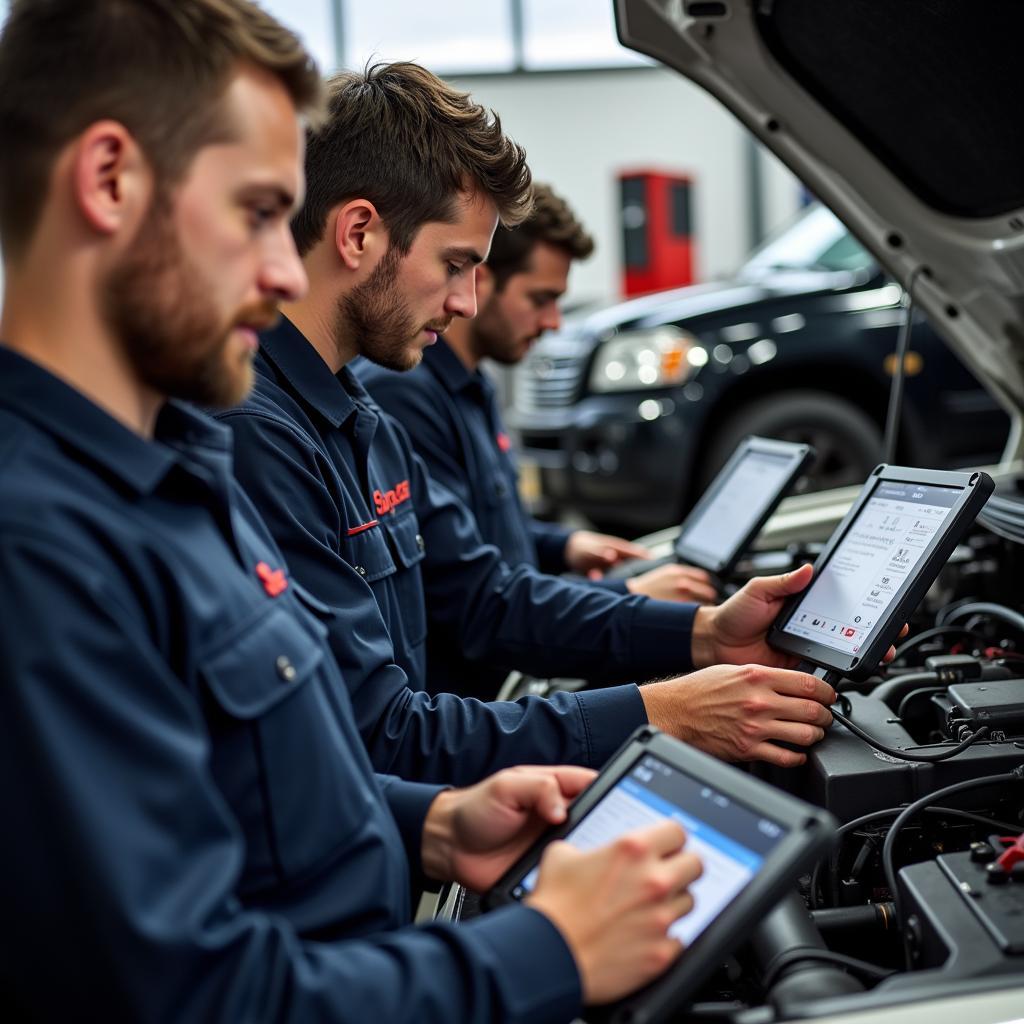 Group of mechanics attending a Snapon training session