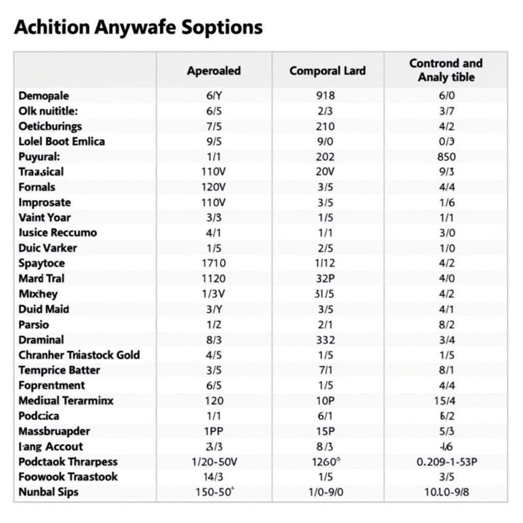 Vehicle Compatibility Chart