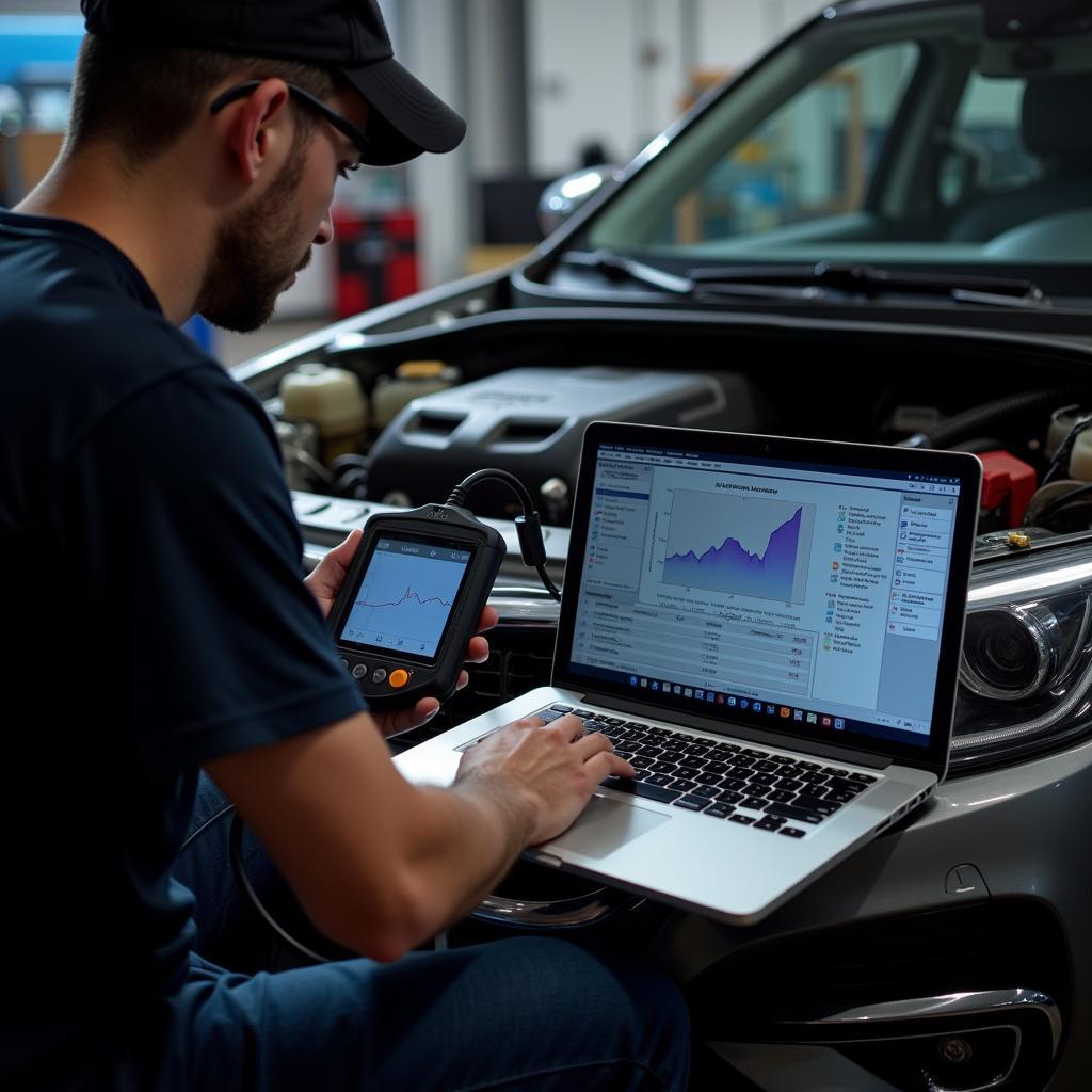 Toolstation Mechanic Using Scanner