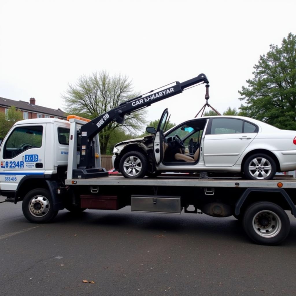 Tow Truck Recovering Car After an Accident