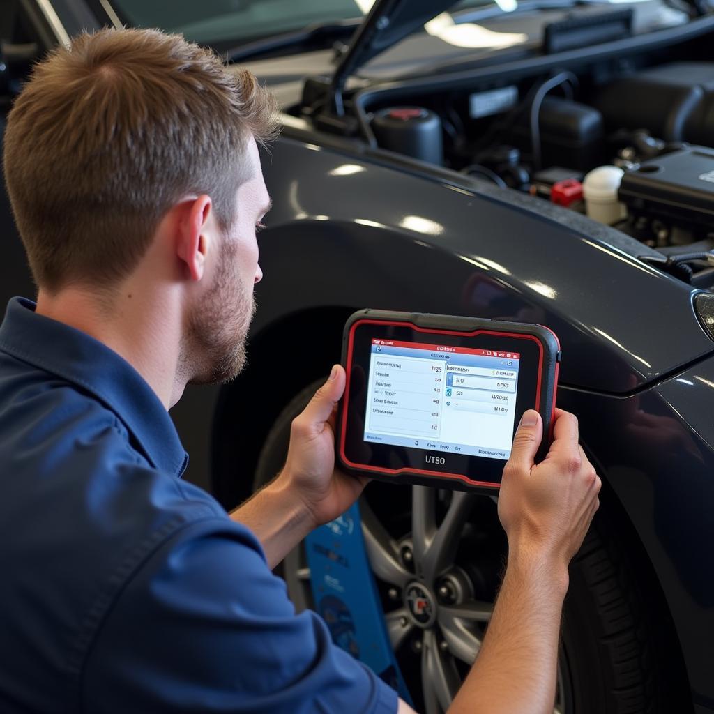 Mechanic Using U480 Scanner