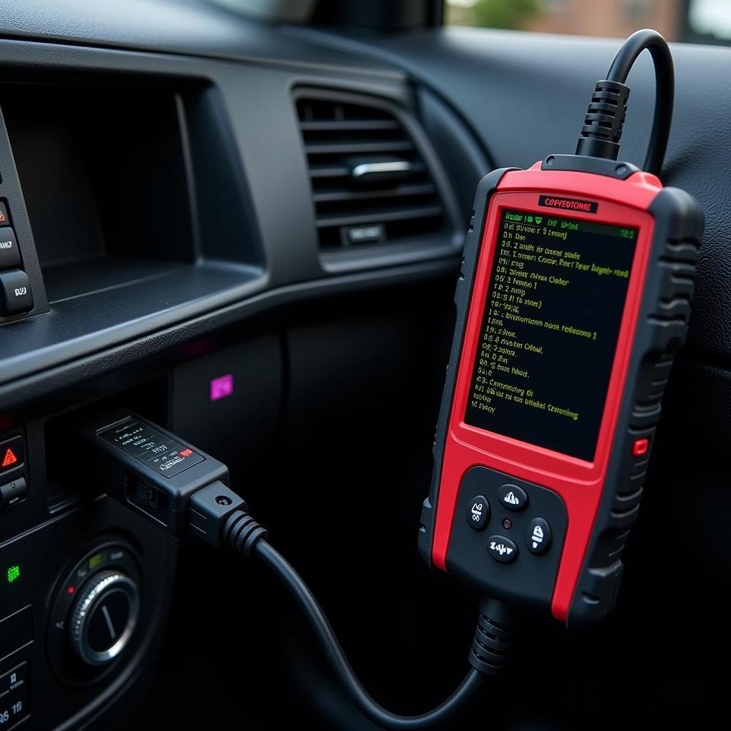 Universal Car Diagnostics Machine Connected to a Car