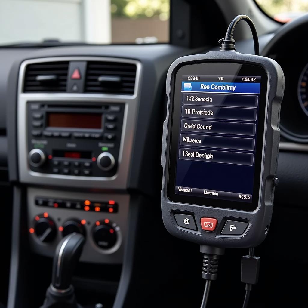 Universal diagnostic machine connected to a car