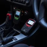 Car Diagnostic Tools Connected to a Car's OBD-II Port