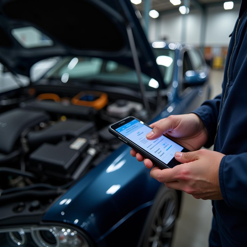 Wireless Car Diagnostic Tool in Use