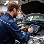 Car diagnostic tools in a Wrexham garage