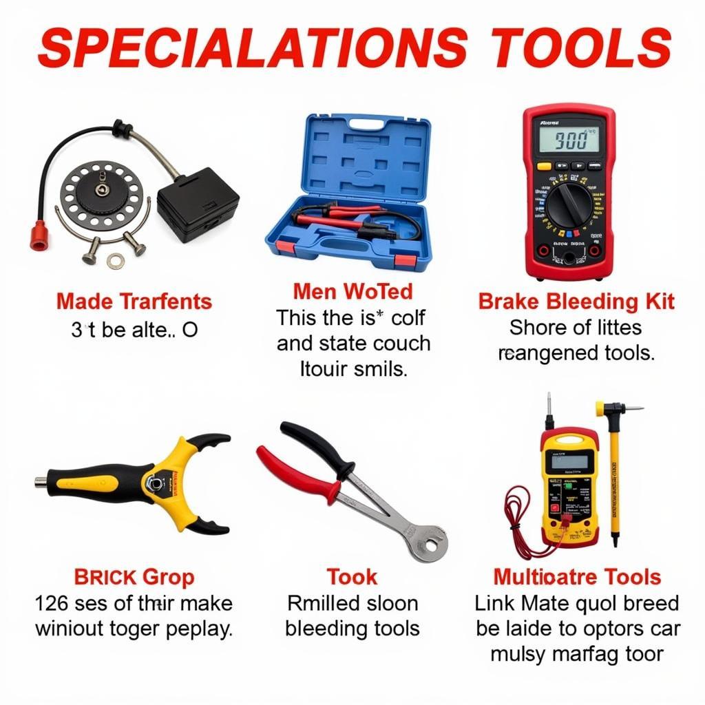 Specialized tools included in a 120-piece car maintenance tool set