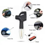 6 in 1 Car Safety Tool Features: Window Breaker, Seatbelt Cutter, Flashlight, Power Bank, Tire Pressure Gauge