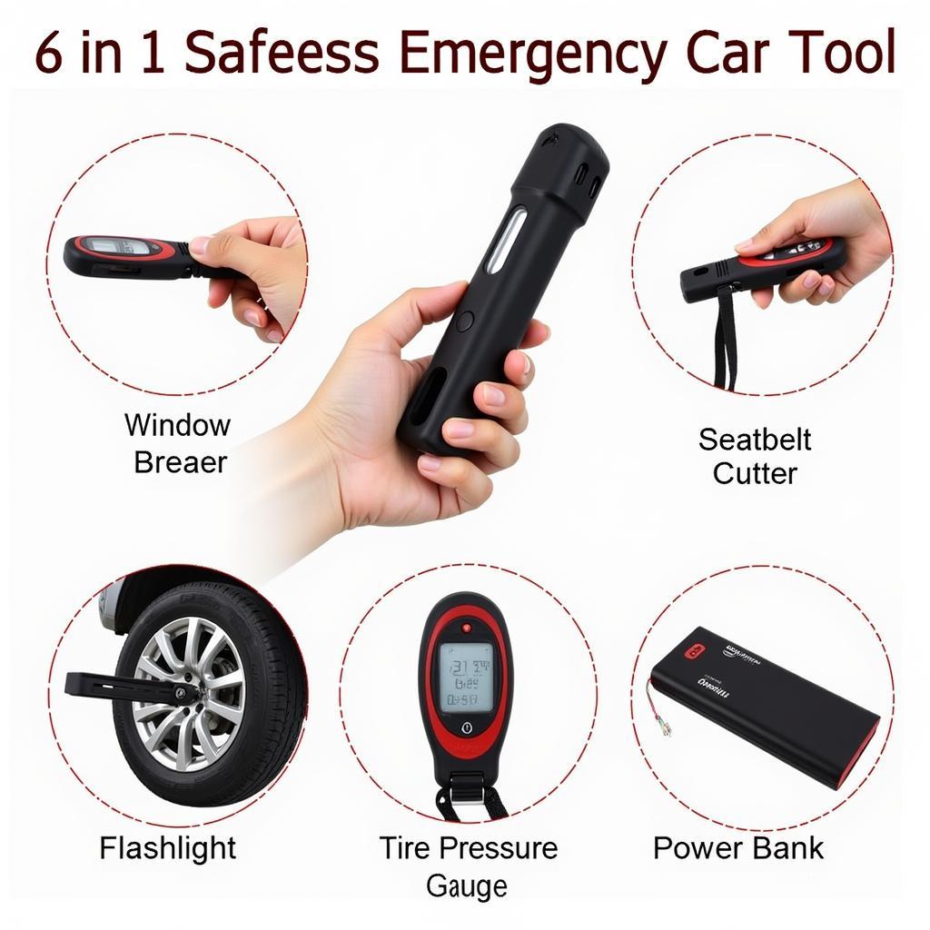 6 in 1 Emergency Car Tool Features