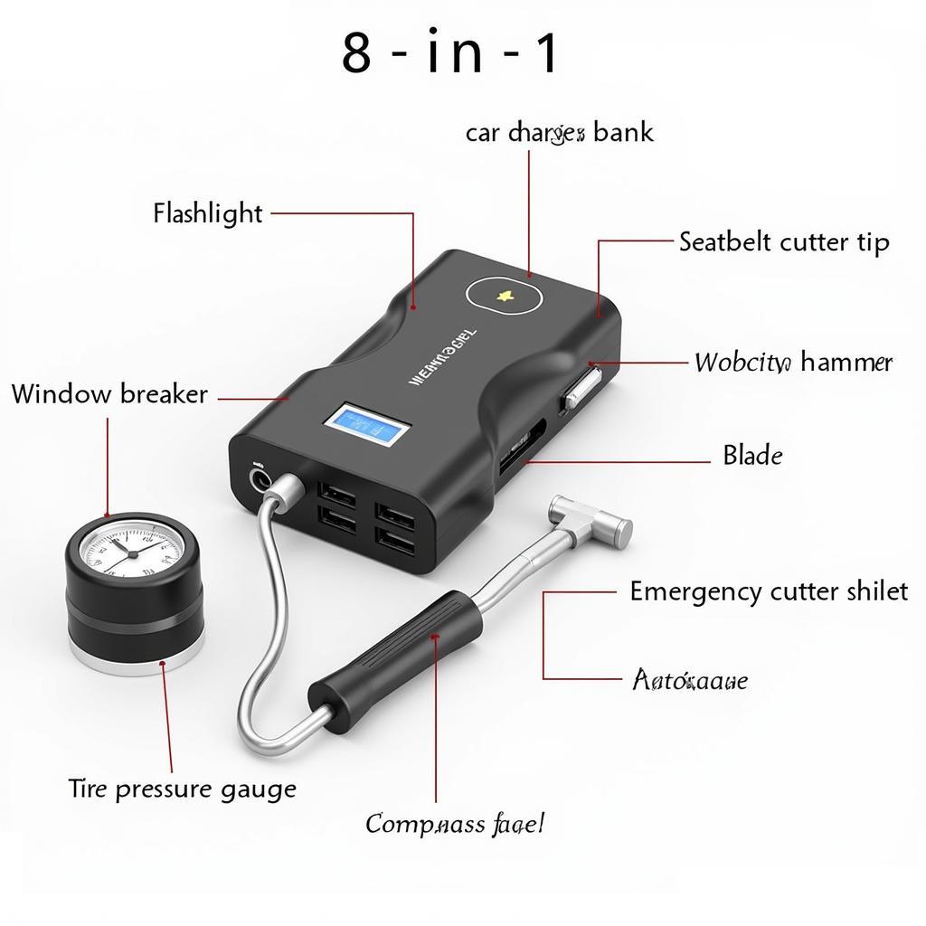 Components of the 8-in-1 Car Charger Power Bank