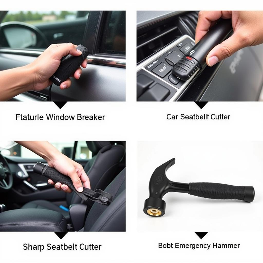 8-in-1 Car Charger Power Bank Safety Features: Window Breaker, Seatbelt Cutter, and Emergency Hammer