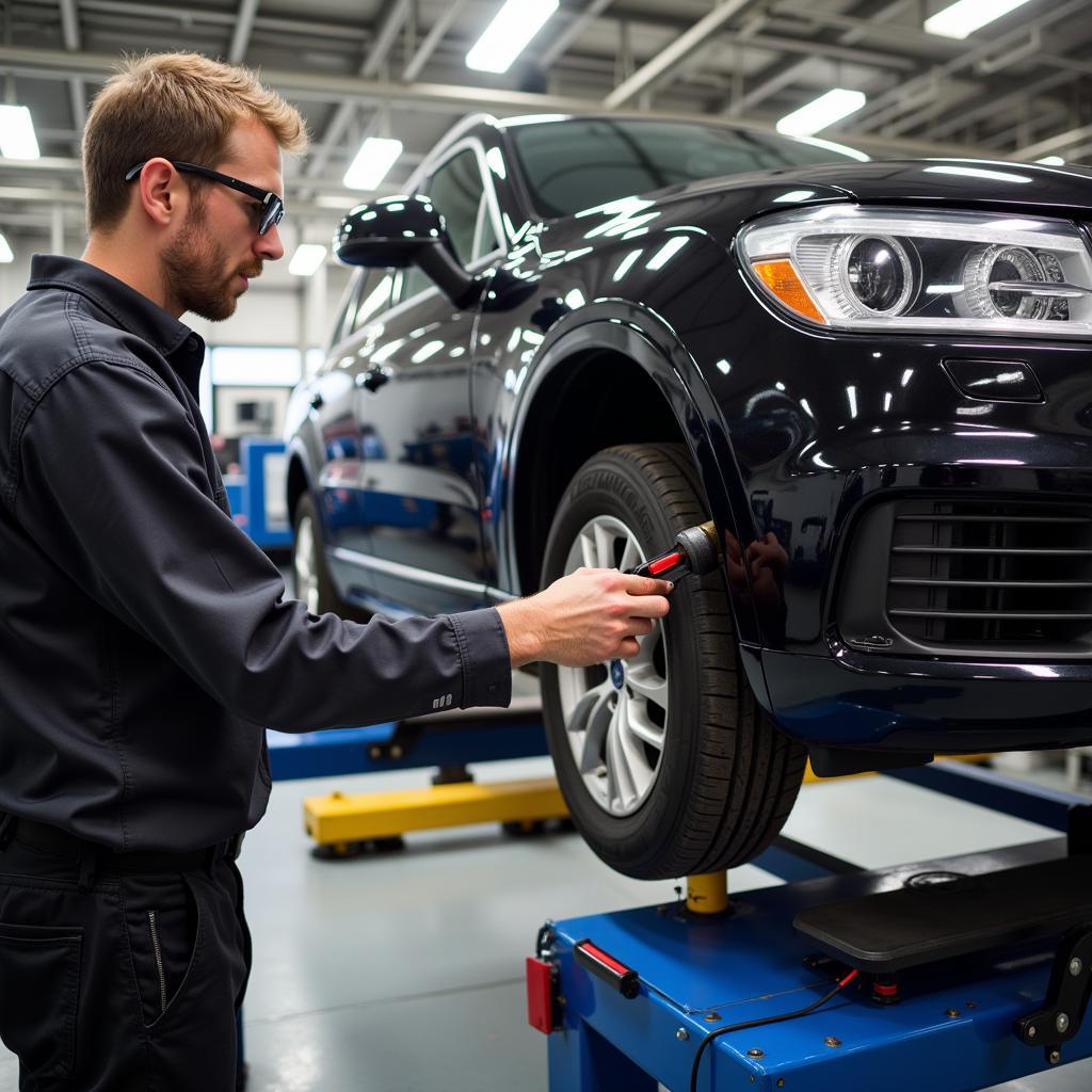 Technician Adjusting Camber