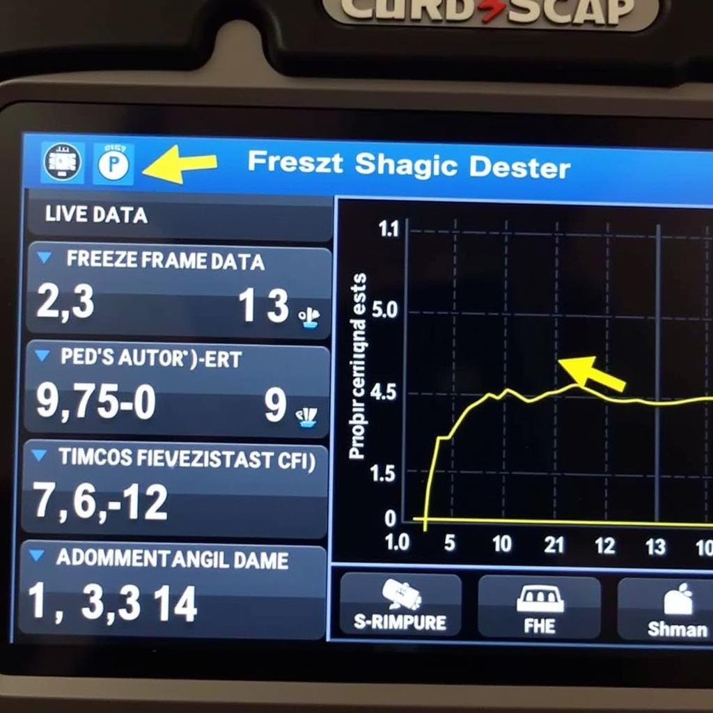 Advanced functions displayed on a professional car scan tool screen