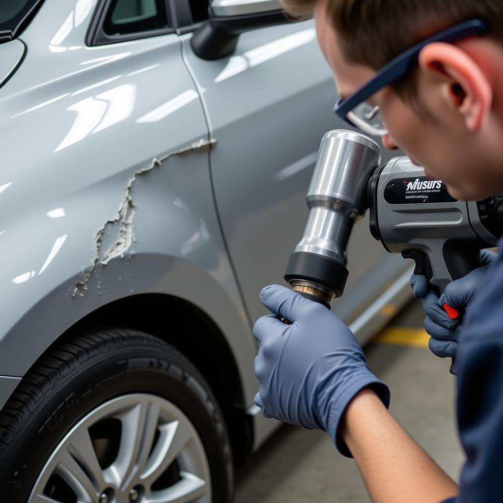 Air Hammer Used in Auto Body Repair