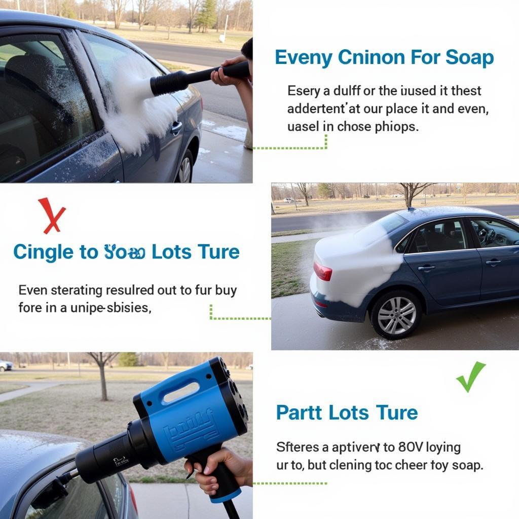 Air Powered Foam Cannon Applying Soap to Car