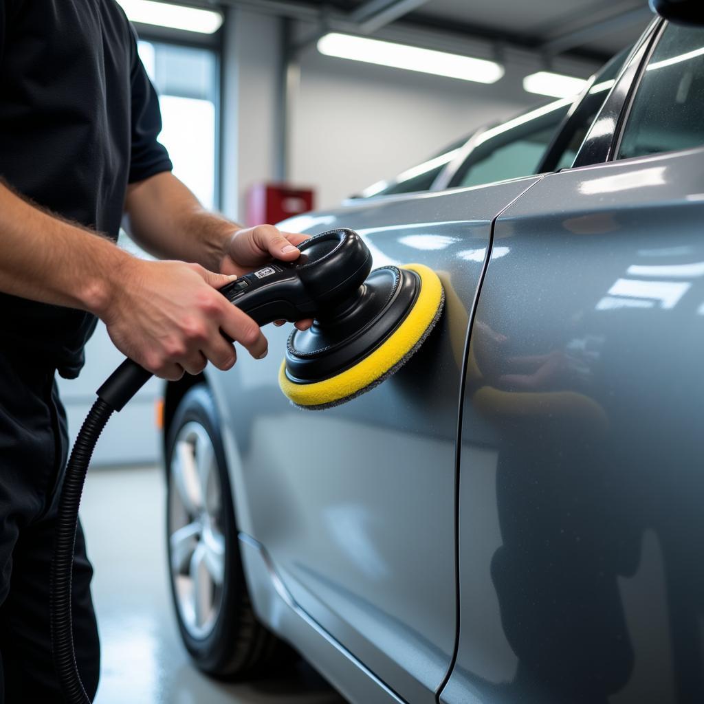 Applying Car Polish with DA Polisher in Singapore