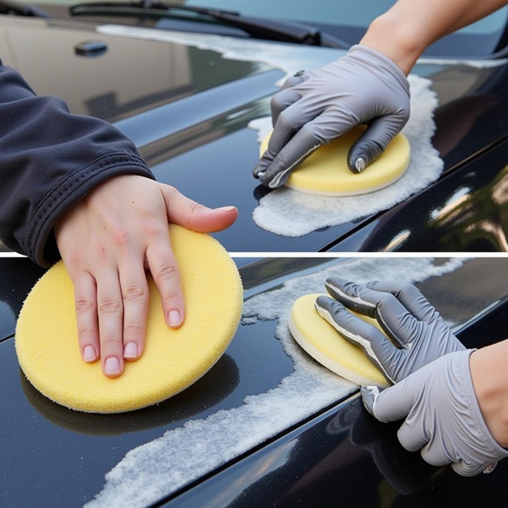 Applying Car Wax by Hand with Applicator Pad