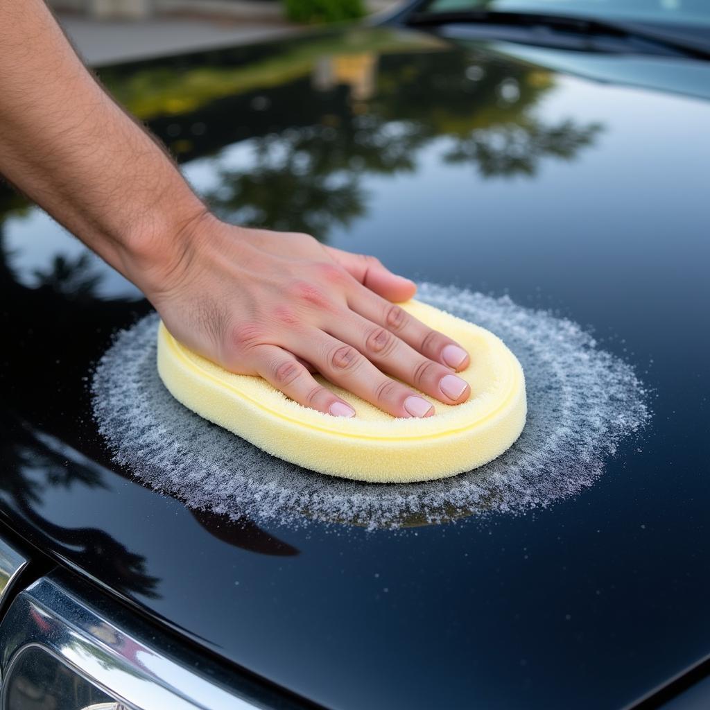 Applying Car Wax with Applicator Pad