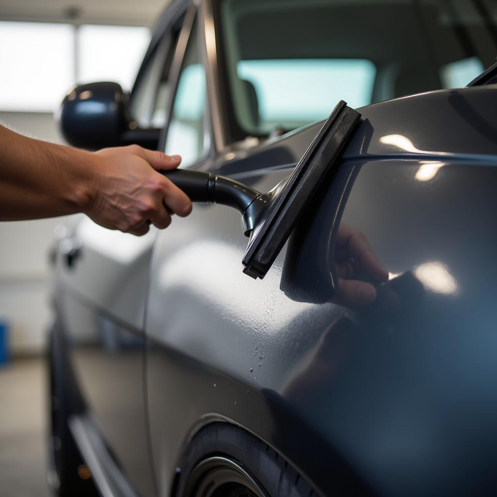 Applying Car Wrap Vinyl with Squeegee