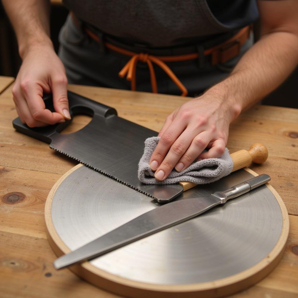 Applying Jojoba Oil to Tools