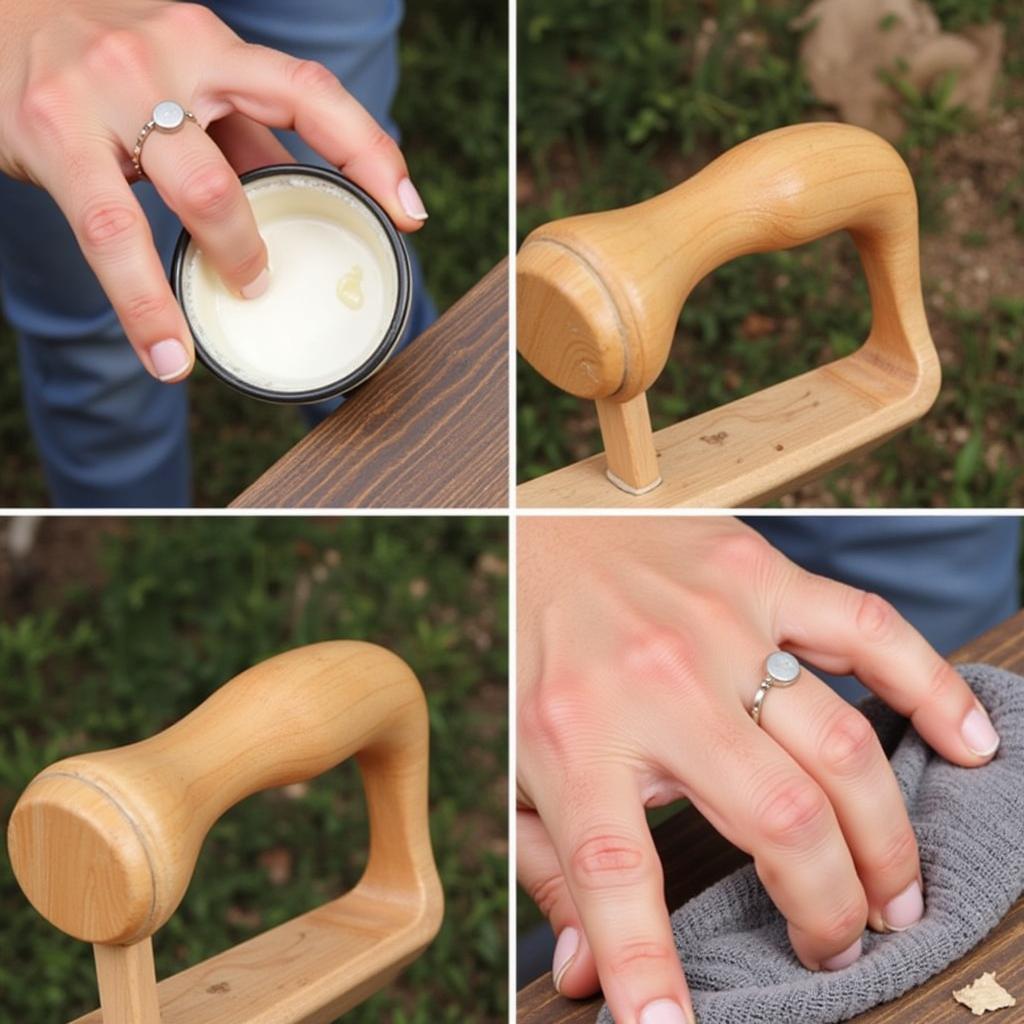 Applying Linseed Oil to a Wooden Tool Handle