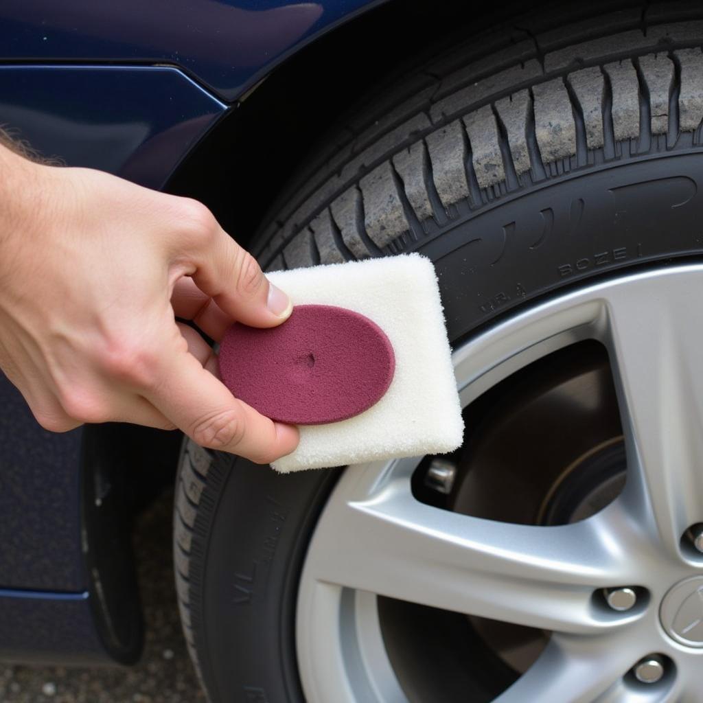 Applying Tire Dressing with an Applicator Pad