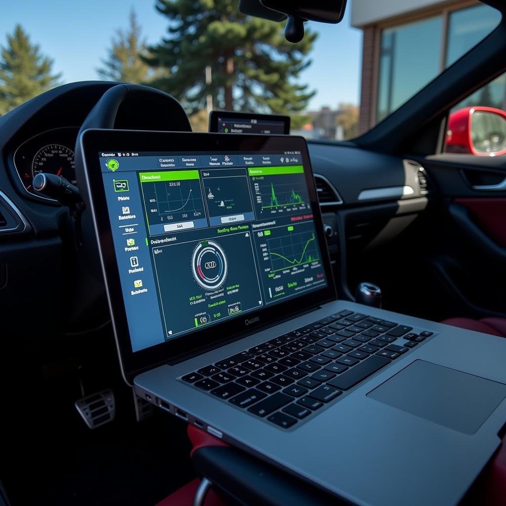 Audi Car Diagnostics with Laptop