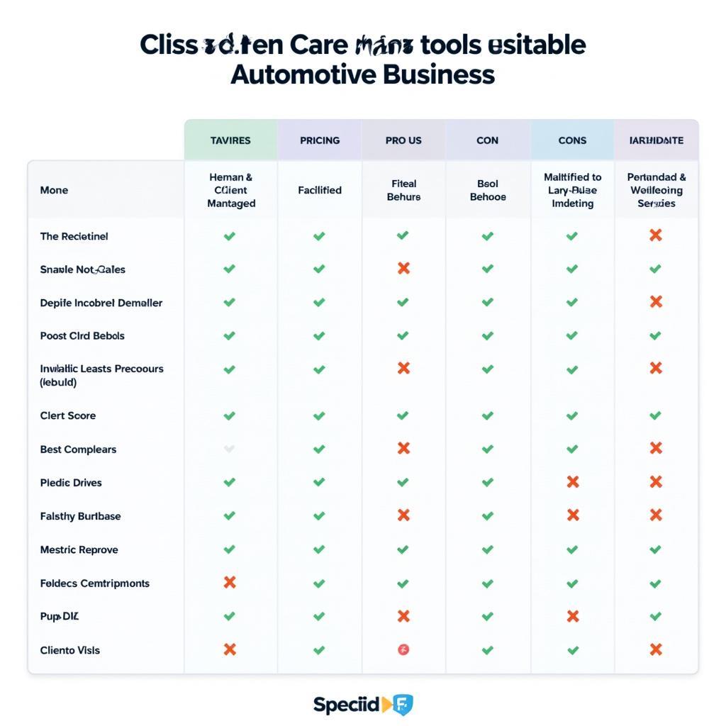 Automotive Client Care Tools Comparison Chart