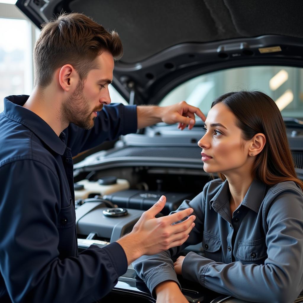 Automotive Technician Communicating Effectively with a Client