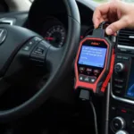 Basic OBD2 Code Reader Displaying Diagnostic Trouble Codes