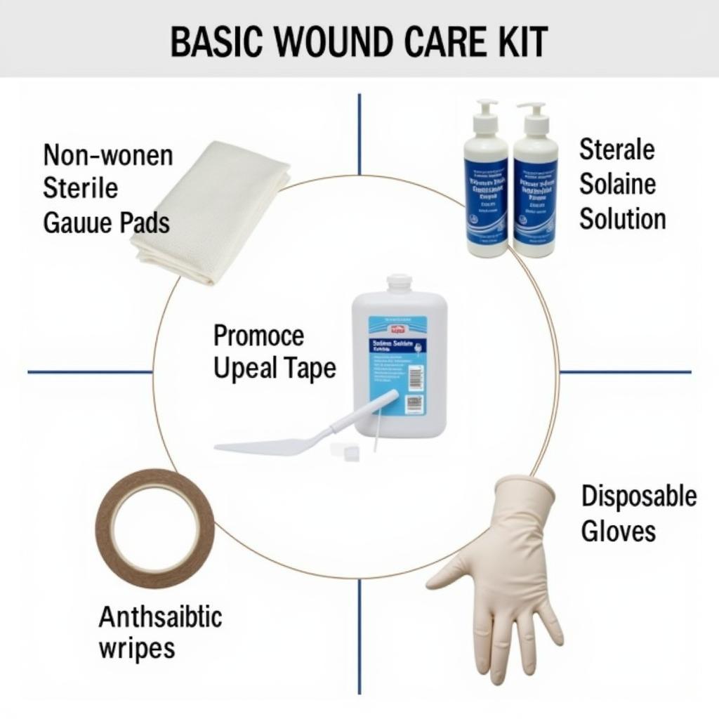 Essential Wound Care Kit Items: Gauze, Saline, Tape, Antiseptic, Gloves