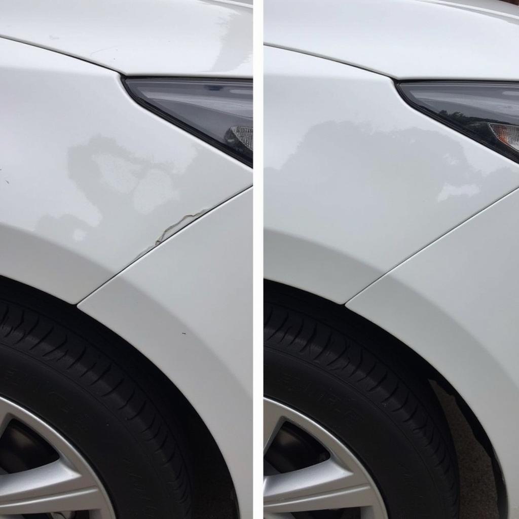 Before and After Car Dent Repair with Car Dent Fix Tool