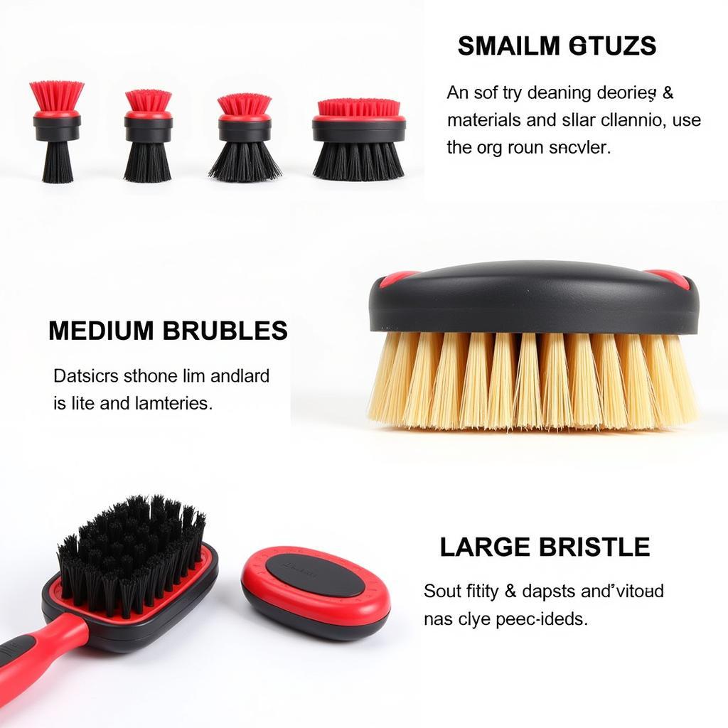 Assortment of car detailing brushes in different sizes and shapes.