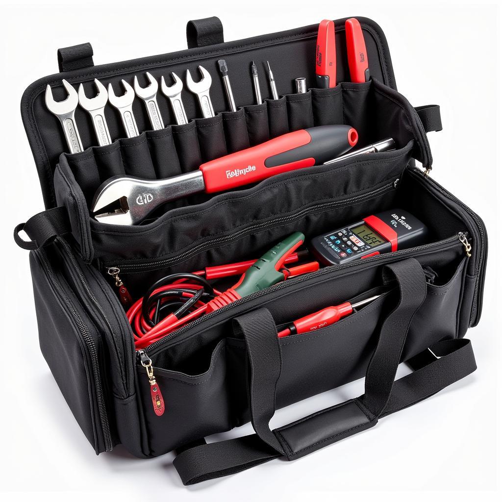 Best car tool bag for mechanics: A comprehensive set of tools neatly organized in a durable, spacious bag.