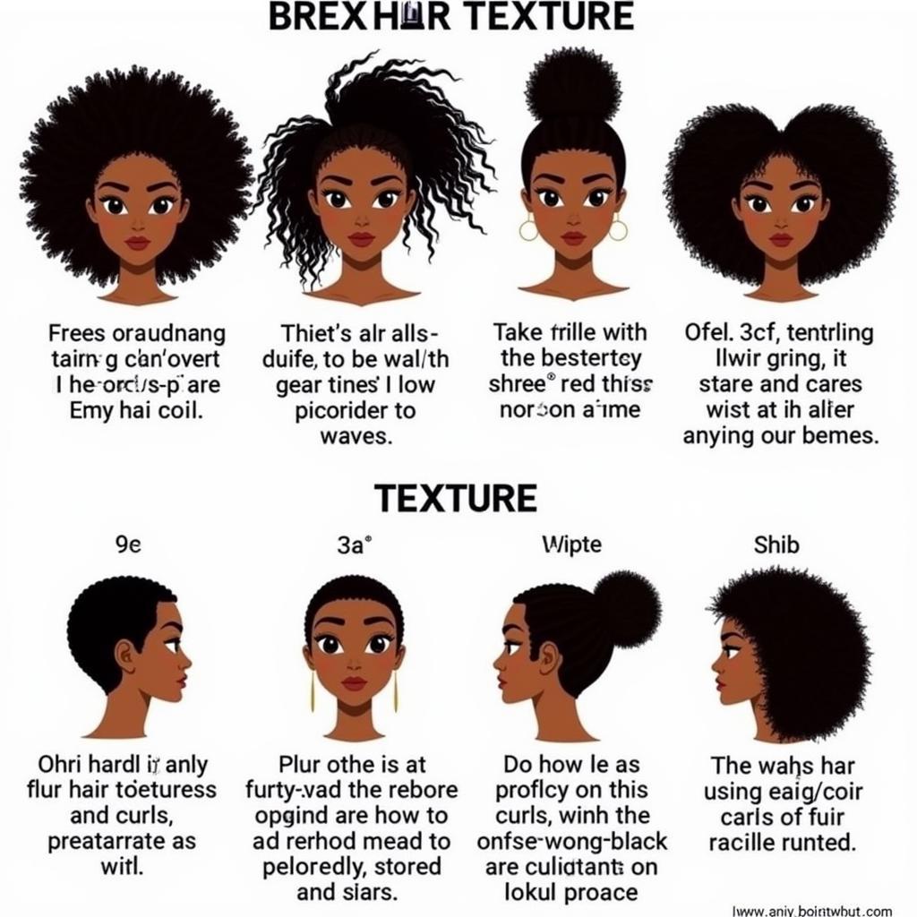 Different Black Hair Texture Types from 4c to 3a