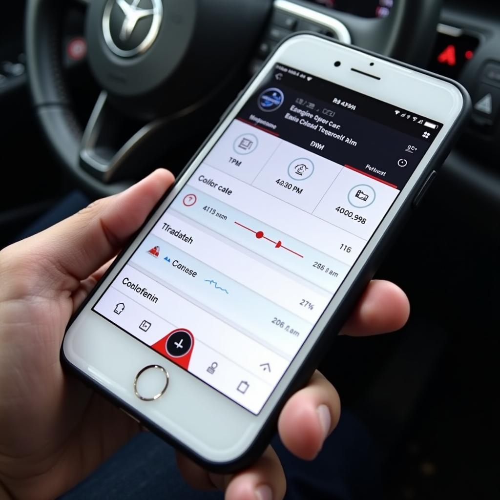 Bluetooth Car Diagnostic App Interface on Smartphone