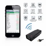 Bluetooth OBD2 Diagnostic Tool Connected to Smartphone