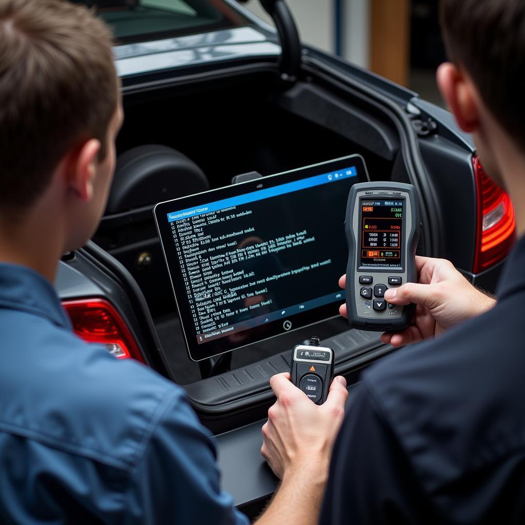 BMW Trunk Diagnostic Scanner in Use