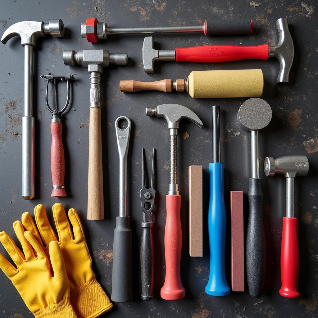 Assortment of Bodywork Tools for Accident Repair