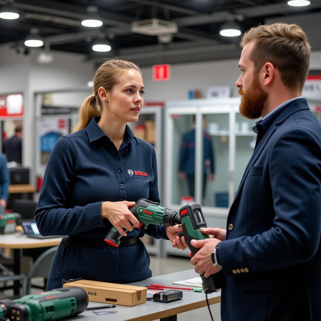 Bosch Power Tools Sales Representative Demonstrating Product